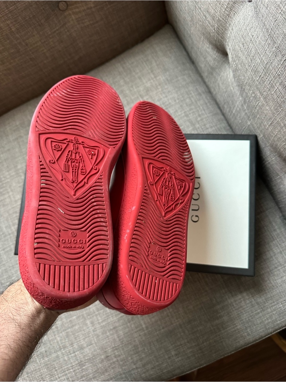 Gucci Ace Red Leather Low-Top Sneakers - Picture 5 of 6